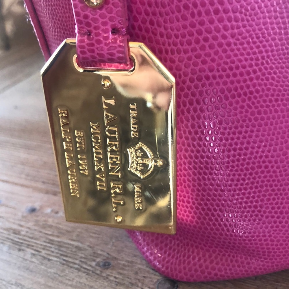 Ralph Lauren leather small tote. Beautiful bright pink textured leather.